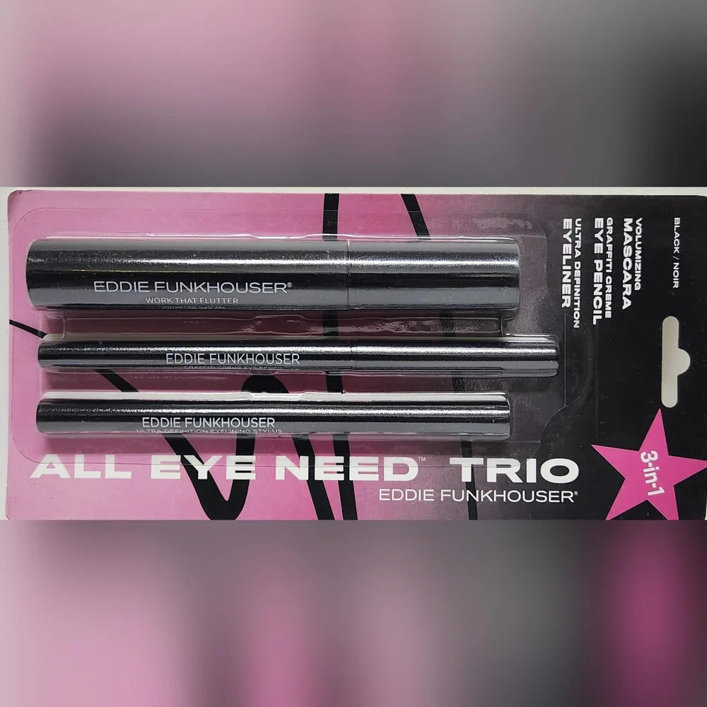 EDDIE FUNKHOUSER ALL EYE NEED Set: Mascara & Eyeliner Trio NEW